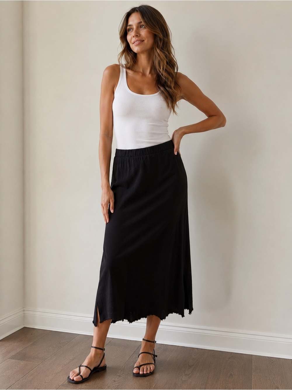 Nation LTD Black Women's Midi Skirt - Classic Everyday Style